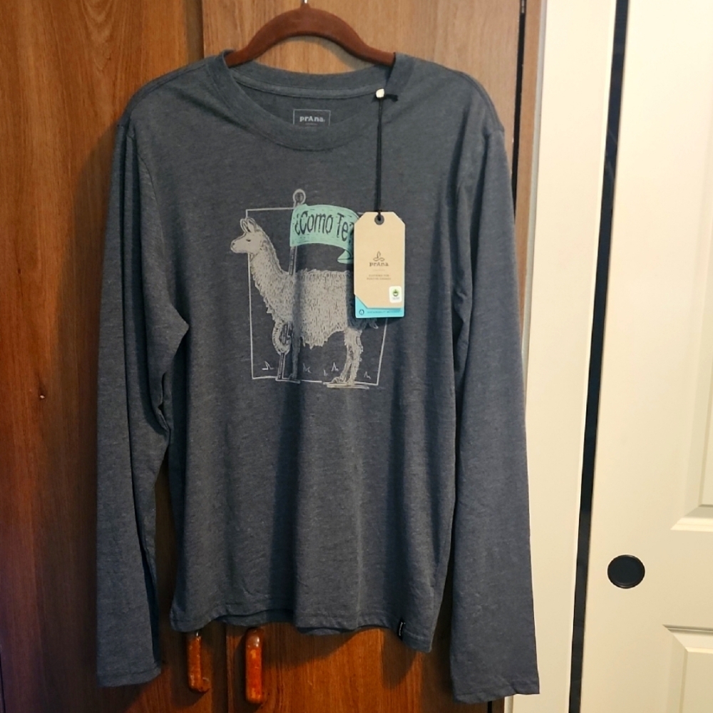 prAnaPrana Men's Journeyman Long Sleeve T-Shirt Charcoal Heather S SL